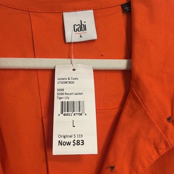 NWT Cabi Spring/Summer orange jacket in Large. - Picture 3 of 5